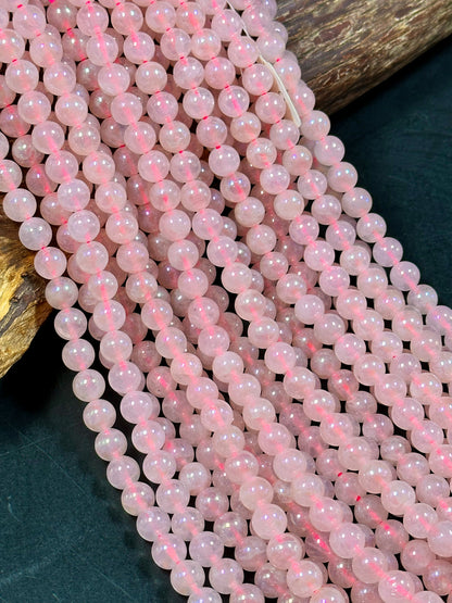 AAA Mystic Natural Rose Quartz Gemstone Bead 6mm 8mm 10mm Round Bead, Beautiful Natural Pink Color Rose Quartz Gemstone Bead 15.5" Strand