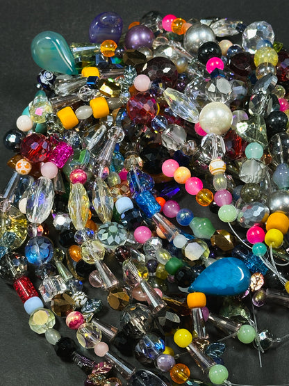 Multicolor Mixed Chinese Crystal Glass Beads, Beautiful Multicolor Mixed Shapes Glass Crystal Loose Craft Jewelry Beads Full Strand 15.5"