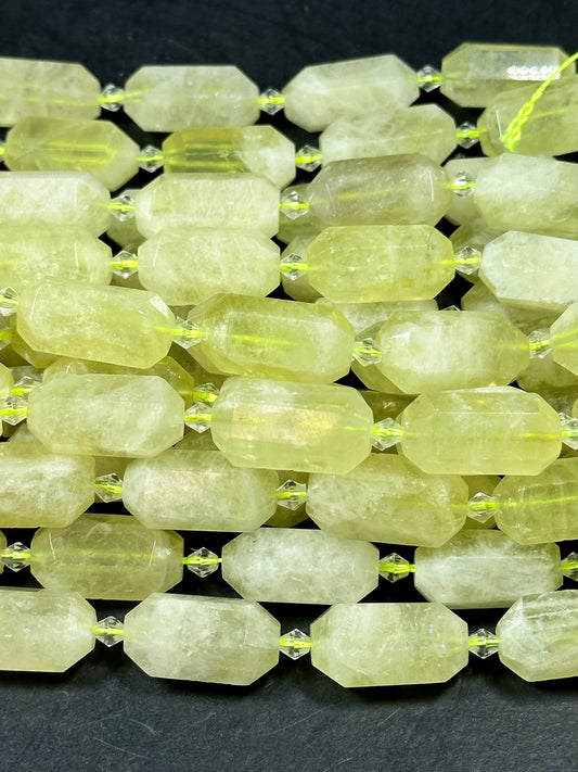 NATURAL Lemon Quartz Gemstone Bead Faceted 24x13mm Barrel Shape, Beautiful Lemon Yellow Color Quartz Gemstone Bead Great Quality 15.5"