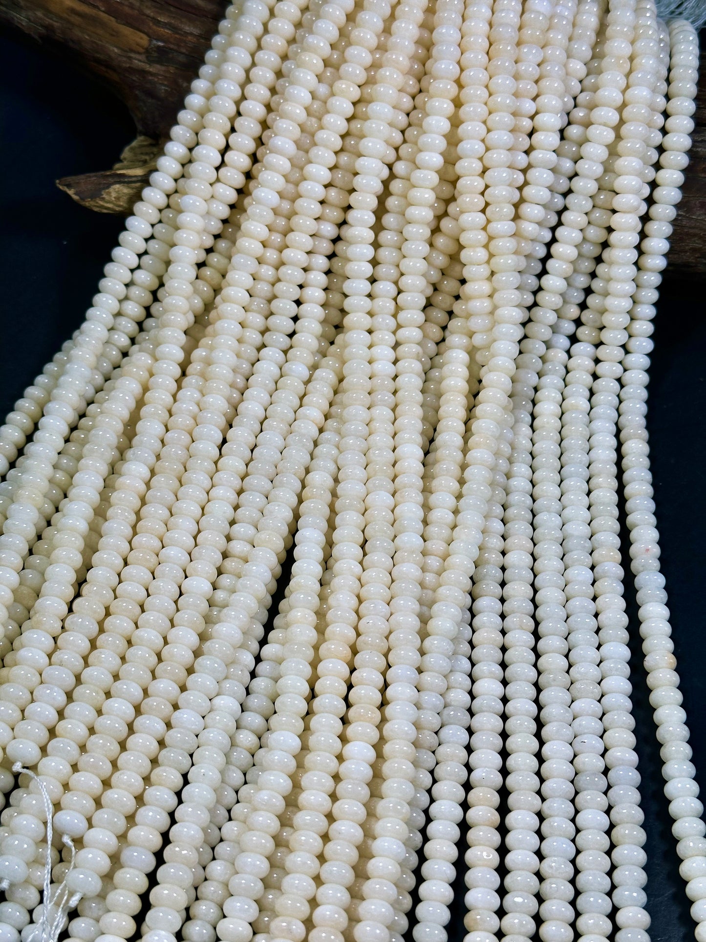 Natural Ivory Jade Gemstone Bead 8x5mm Rondelle Shape, Beautiful Ivory Cream Color Jade Gemstone Bead, Excellent Quality Full Strand 15.5"