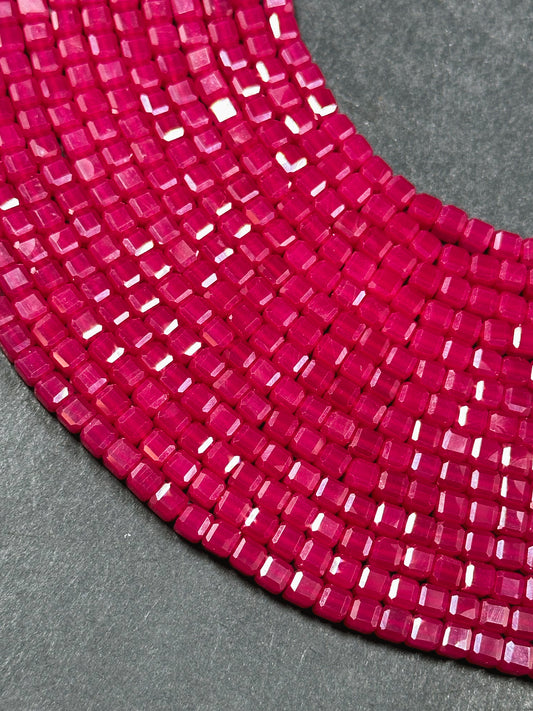 AAA Natural Red Ruby Gemstone Bead Faceted 4mm Cube Shape Beads, Beautiful Natural Red Ruby Stone Beads, Excellent Quality Full Strand 15.5"