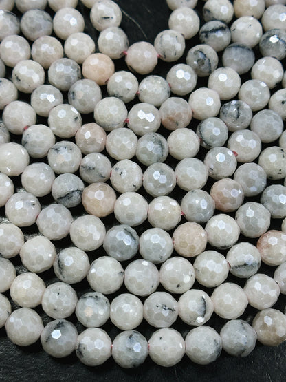 Mystic Natural Pink White Opal Gemstone Bead Faceted 6mm Round Bead, Beautiful Natural White Pink Color Mystic Opal Beads, Full Strand 15.5"