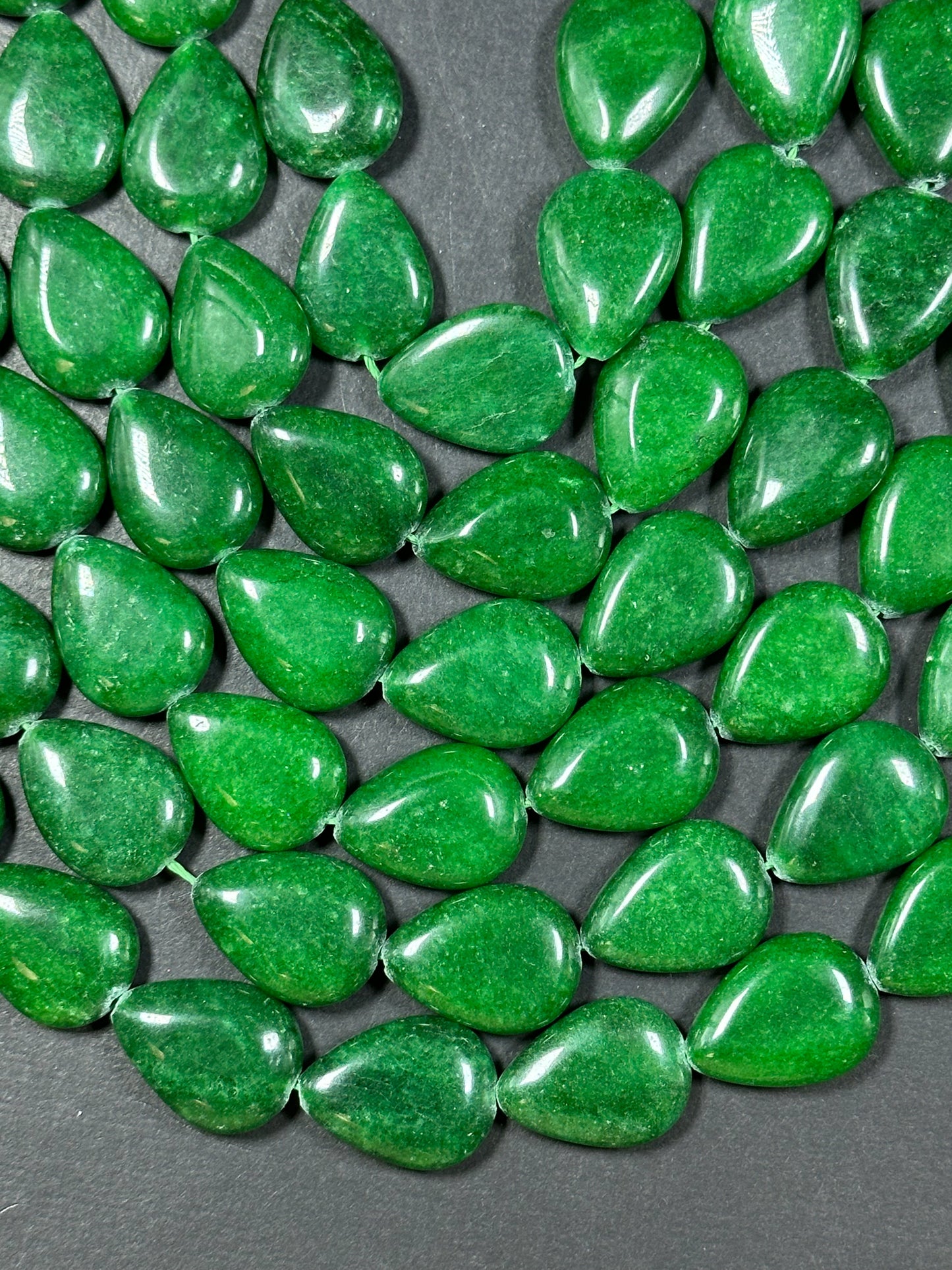 Natural Green Jade Gemstone Bead 20x15mm Teardrop Shape, Beautiful Natural Green Color Jade Gemstone Bead Excellent Quality Full Strand 15.5