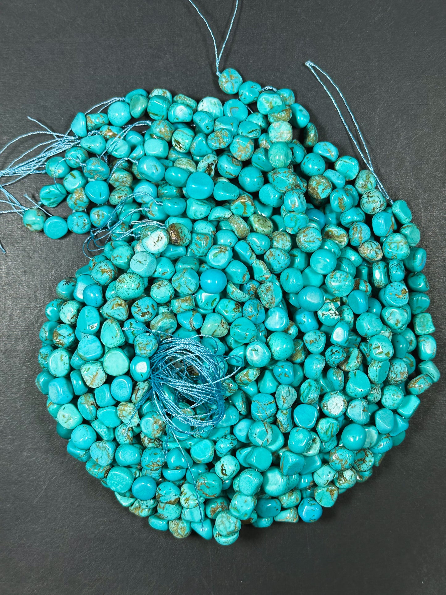 Natural Chinese Turquoise Gemstone Bead 9-12mm Freeform Pebble Shape, Beautiful Natural Blue Color Turquoise Beads, Full Strand 15.5"