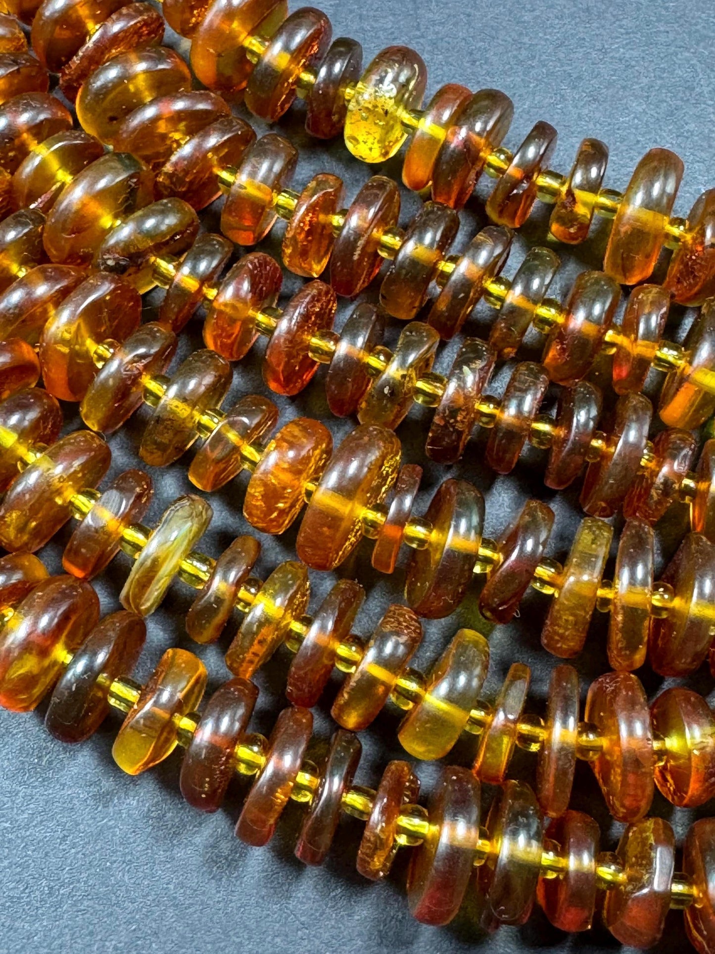 Natural Baltic Gold Stone Bead . Freeform Roundell  Shape, Beautiful Dark Golden Orange Color Baltic Gold Beads, Great Quality. 15.5" Strand
