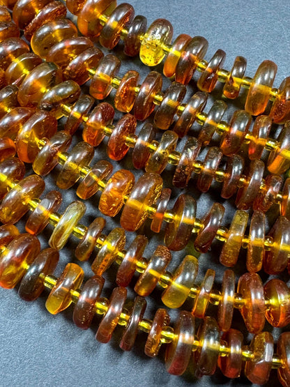 Natural Baltic Gold Stone Bead . Freeform Roundell  Shape, Beautiful Dark Golden Orange Color Baltic Gold Beads, Great Quality. 15.5" Strand