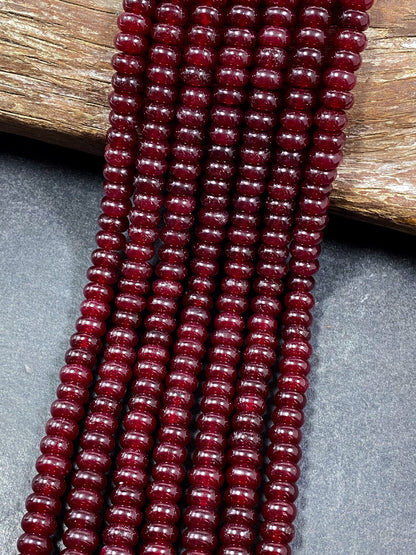 NATURAL Red Jade Gemstone Bead 8x5mm Rondelle Shape Bead, Beautiful Red Color Jade Gemstone Beads, Great Quality Bead Full Strand 15.5"