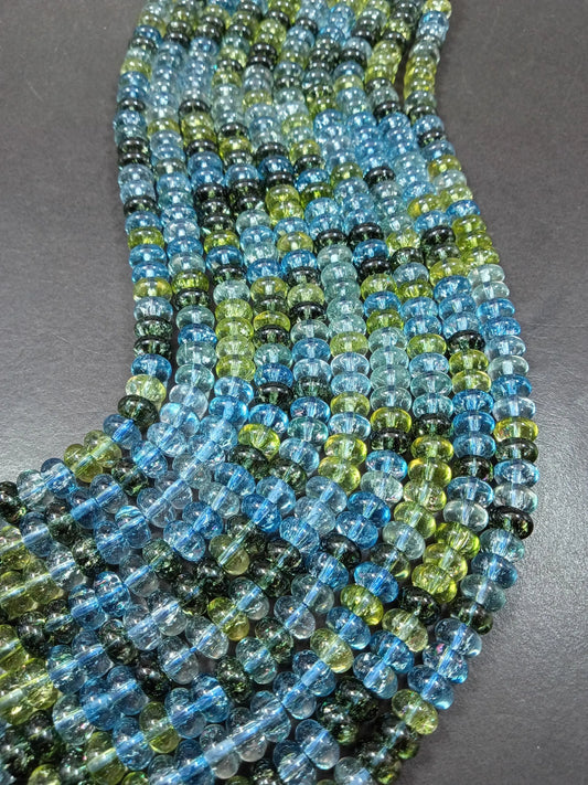 Beautiful Multi Color Crystal Bead, rondelle smooth Great Quality Glass!!! Full Strand 15.5"