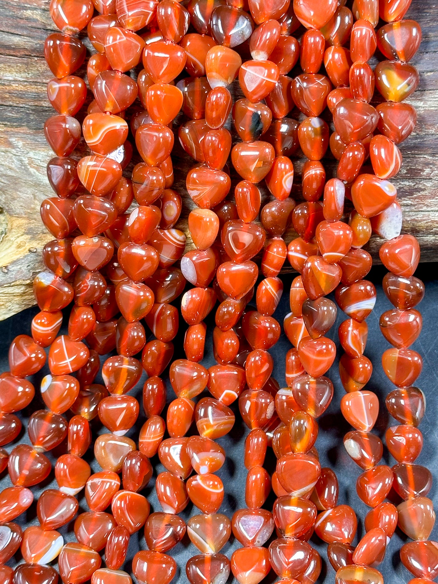 NATURAL Botswana Gemstone Bead 10mm Heart Shape Bead, Beautiful Red Orange Color Botswana Agate Gemstone Bead, Great Quality 15.5" Strand