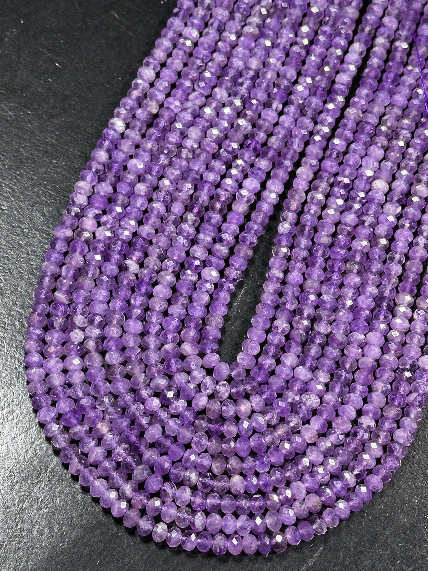 Natural Amethyst Gemstone Bead Faceted 3x5mm Rondelle Shape, Beautiful Natural Purple Amethyst Gemstone Bead Great Quality Full 15.5" Strand