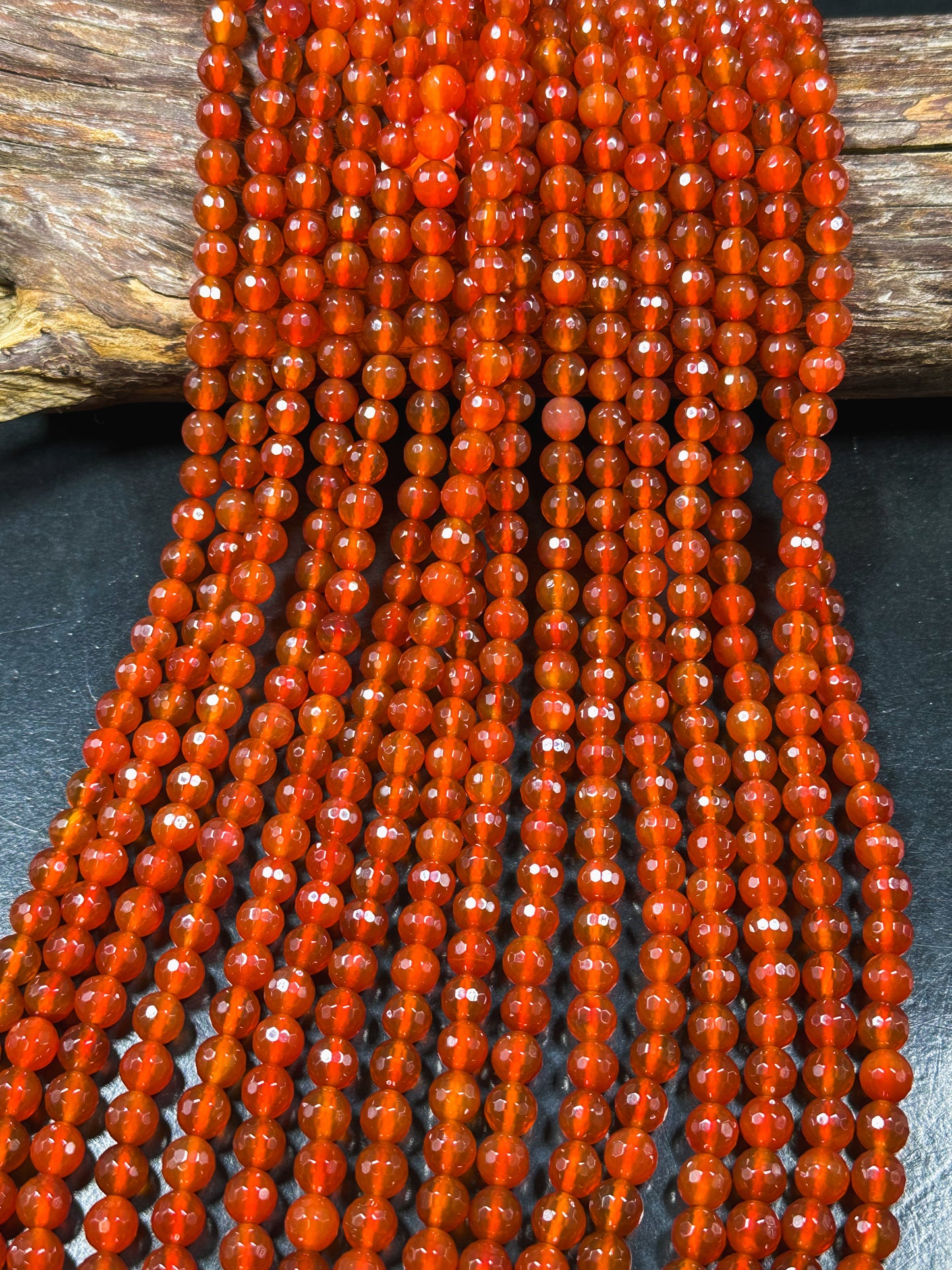 AAA Natural Carnelian Gemstone Bead Faceted 4mm 6mm 8mm 10mm 12mm Round Bead, Beautiful Natural Red Orange Carnelian Stone Bead 15.5" Strand