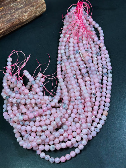 Mystic Natural Pink Opal Gemstone Bead Faceted 8mm 10mm Round Beads, Beautiful Pink Color Pink Opal Gemstone Bead Great Quality, 15.5" Strand