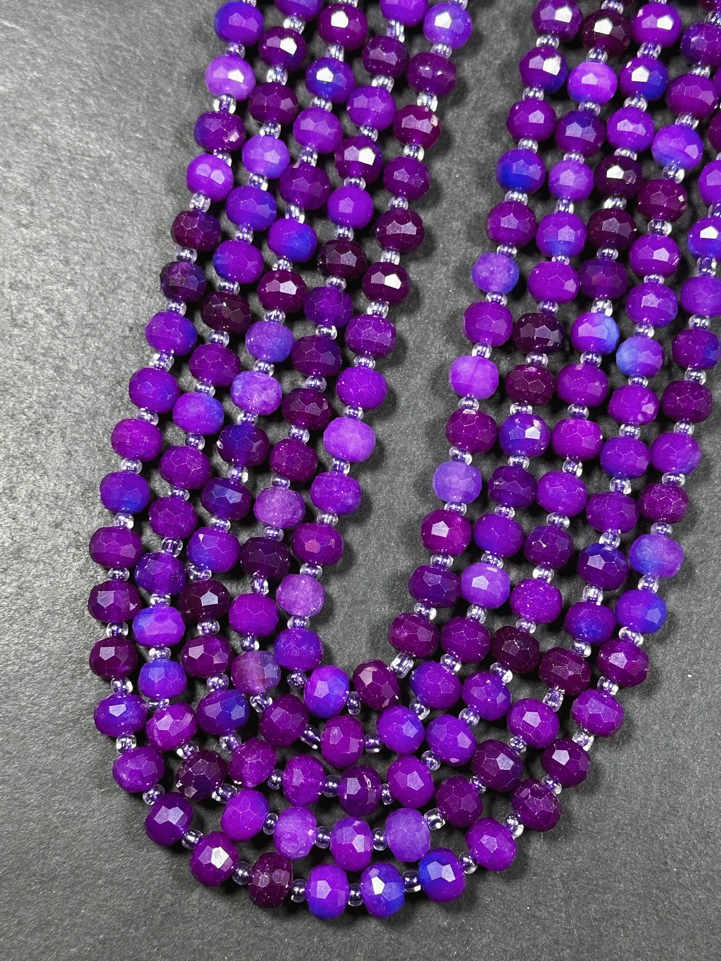 Natural Sugilite Gemstone Faceted 8x6mm Rondelle Shape Beads, Beautiful Natural Purple Heat Treated Color Sugilite Stone Beads 15.5" Strand