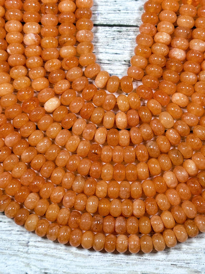 NATURAL Orange Jade Gemstone Bead 8x5mm Rondelle Shape Bead, Beautiful Orange Color Jade Gemstone Bead, Great Quality Bead Full Strand 15.5"