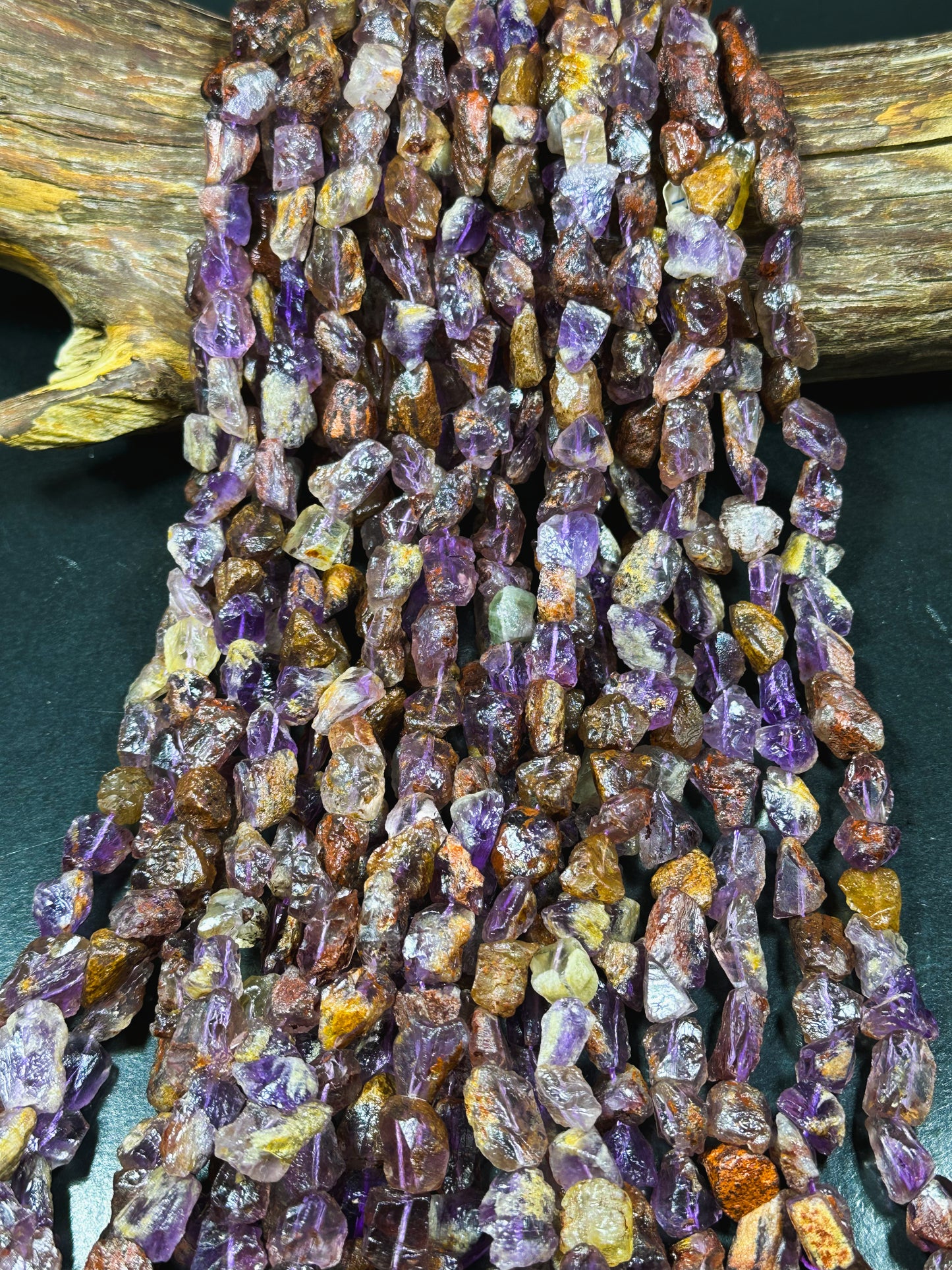 Natural Raw Super 7 Gemstone Bead Freeform Nugget Shape Bead, Beautiful Natural Purple Color Raw Super 7 Gemstone Bead, Full Strand 15.5"