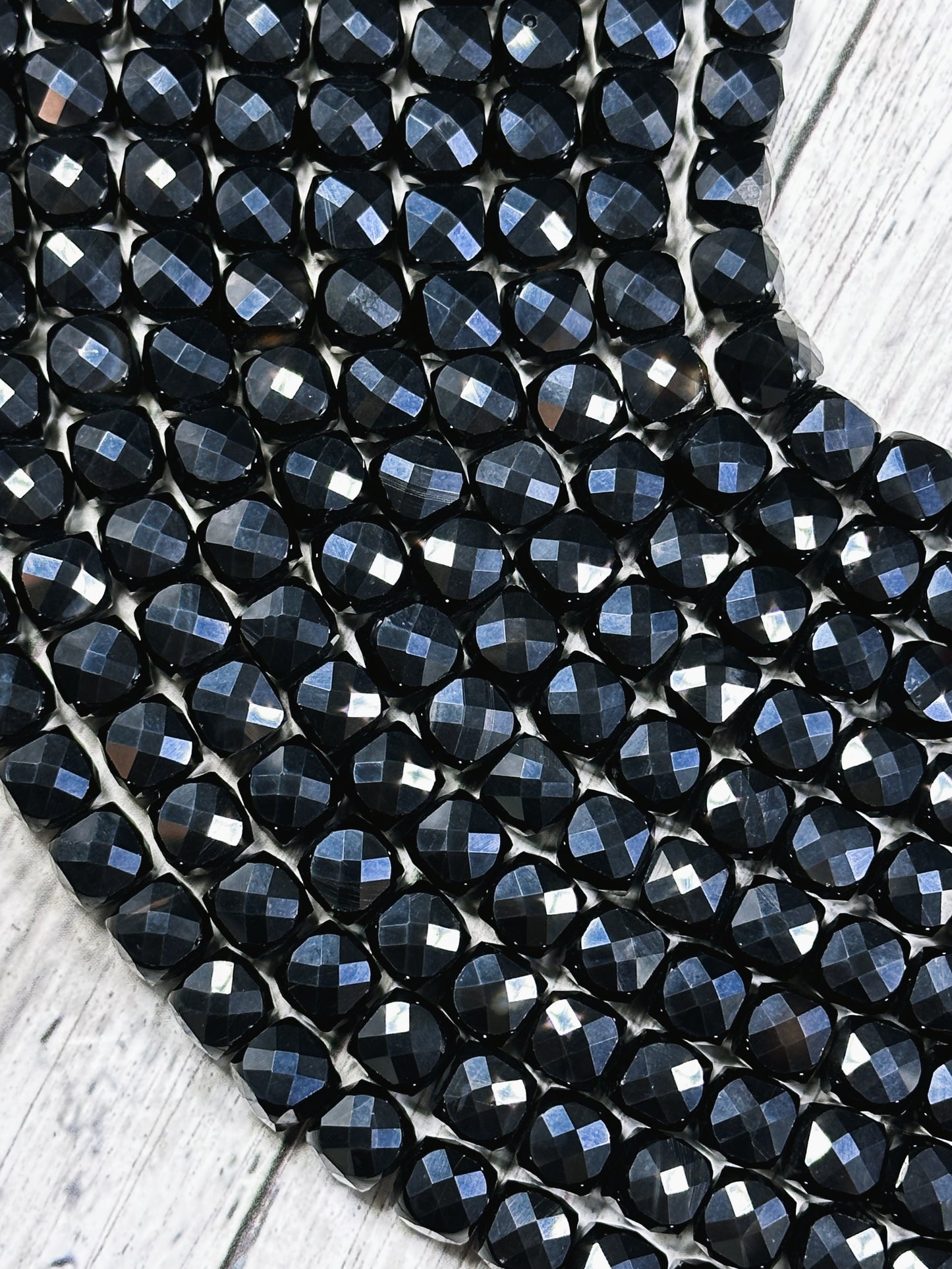 AAA Black Tourmaline Gemstone Bead Faceted 8mm Cube Shape, Gorgeous Natural Black Color Tourmaline Stone Bead Great Quality Full Strand 15.5