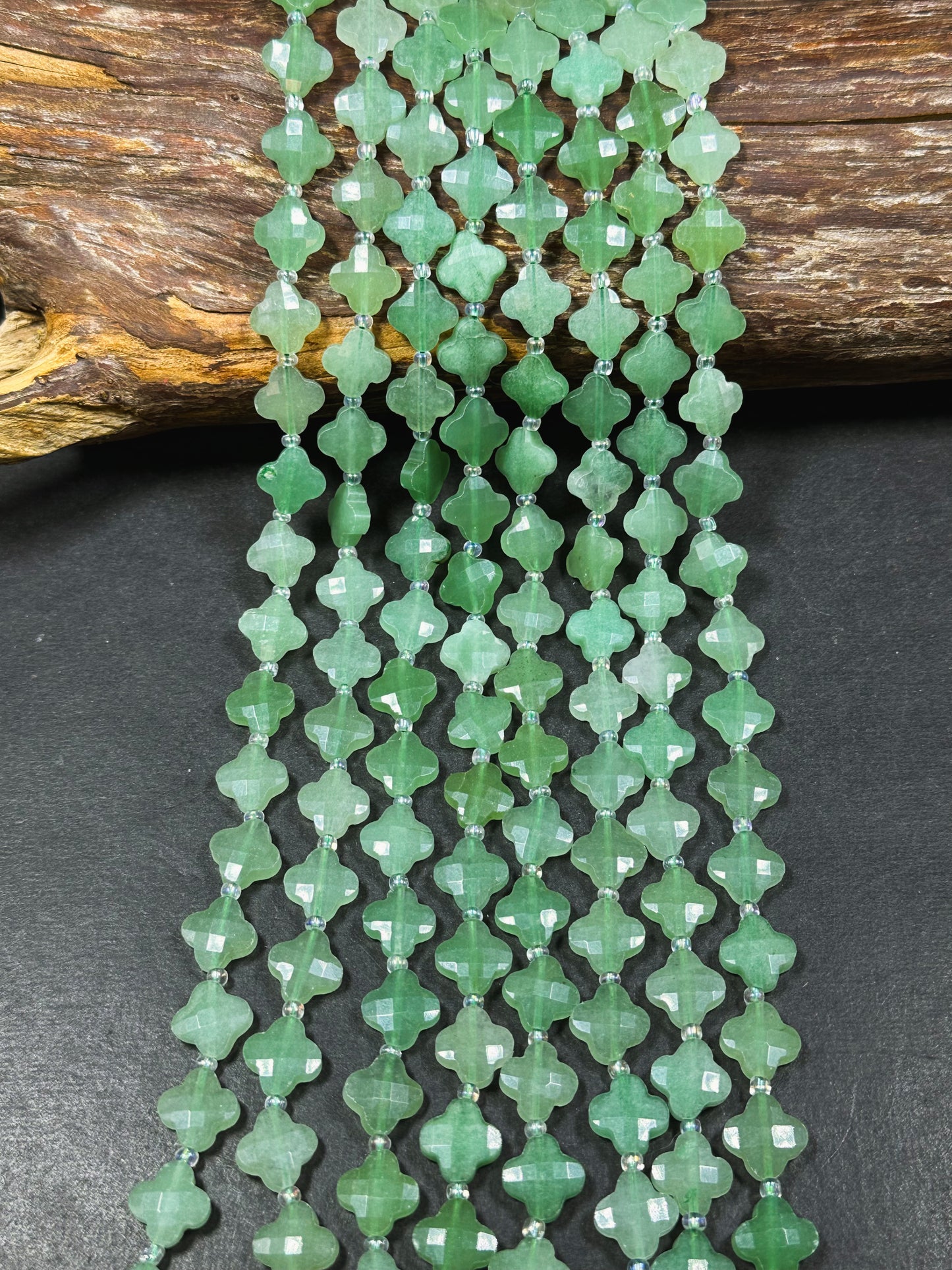 Natural Aventurine Gemstone Bead Faceted 12mm Clover Flower Shape Bead, Gorgeous Natural Green Color Aventurine Stone Beads 15.5" Strand