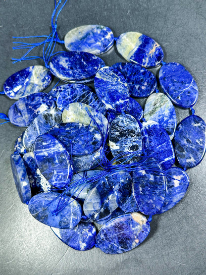 NATURAL Sodalite Gemstone Bead 51x30mm Oval Shape Bead, Beautiful Natural Blue White Color Sodalite Gemstone Loose Beads Full Strand 15.5"