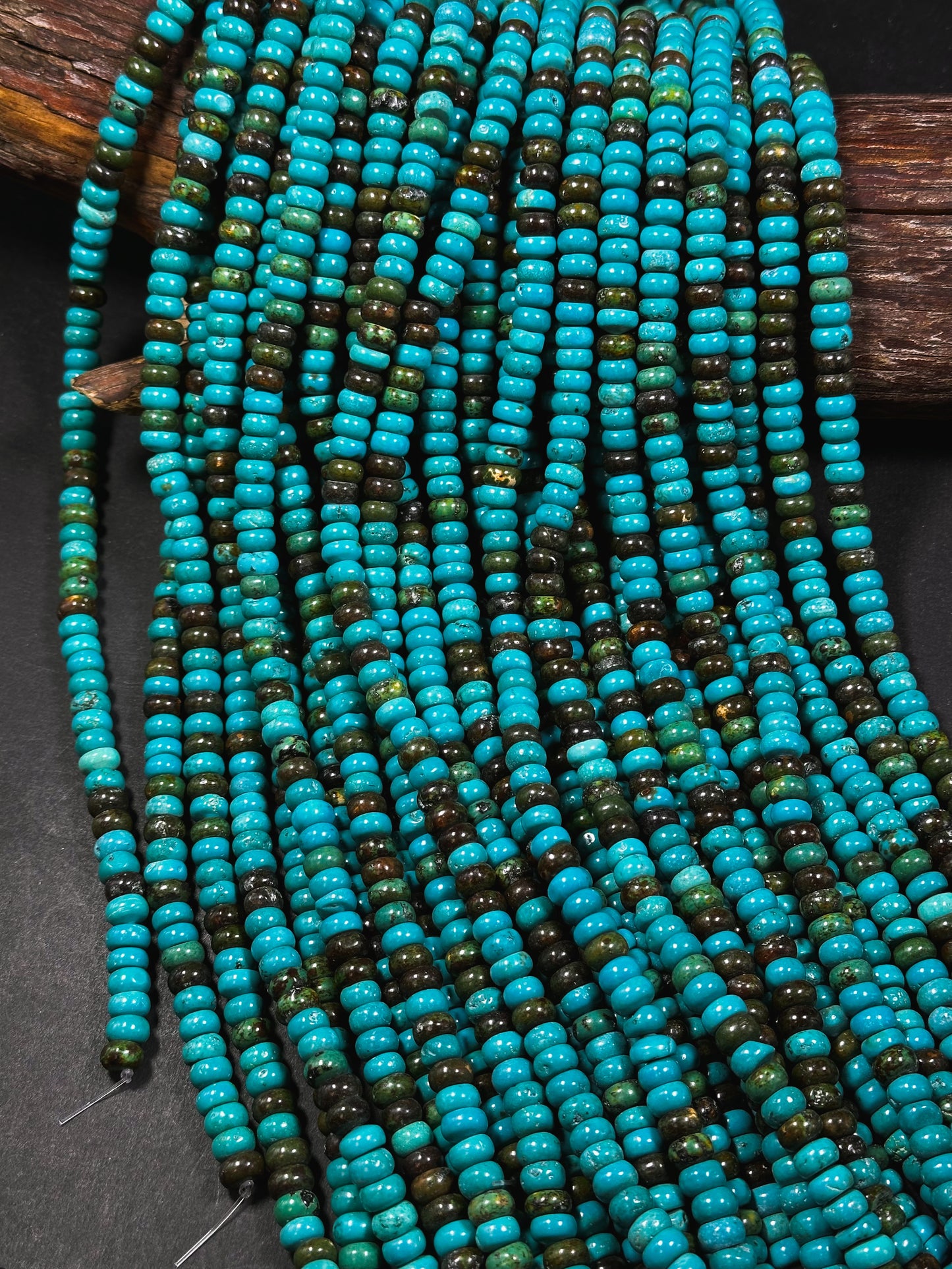 Natural Blue Chinese Turquoise Gemstone Bead 8x5mm Rondelle Shape, Beautiful Blue Brown Color Turquoise Gemstone, Great Quality 15.5" Strand