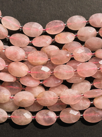 Natural Rose Quartz Gemstone Bead Faceted 18x13mm Oval Shape Bead, Beautiful Natural Rose Pink Color Rose Quartz Gemstone Beads 15.5" Strand