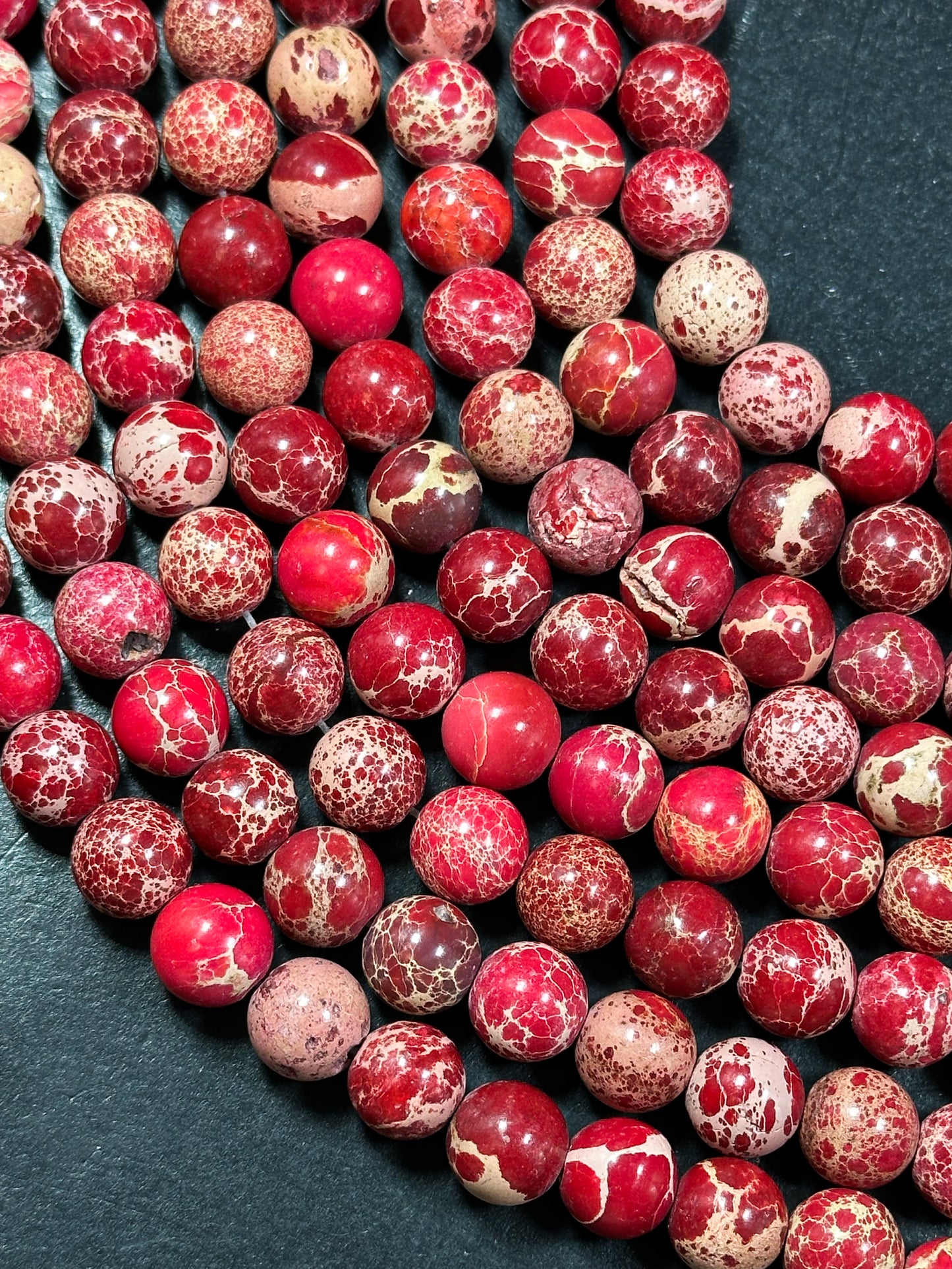 Natural Sea Sediment Jasper Gemstone Bead 6mm 8mm 10mm Round Beads, Beautiful Red Beige Color Imperial Jasper Beads Full Strand 15.5"