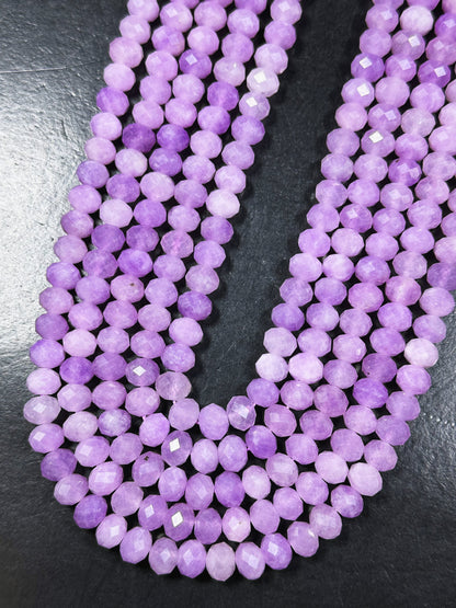 Natural Lavender Jade Gemstone Bead Faceted 8x6mm Rondelle Shape, Beautiful Natural Lavender Purple Color Jade Bead, Great Quality 15.5"