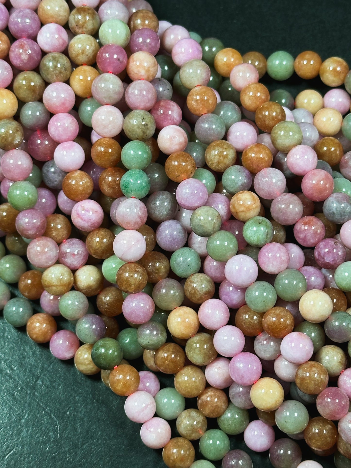 Natural Alashan Chalcedony Gemstone Bead 6mm 8mm 10mm Round Beads, Beautiful Multicolor Pink Green Alashan Beads, Great Quality 15.5" Strand