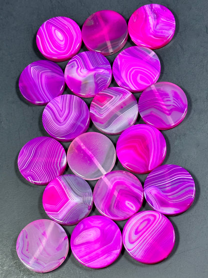 NATURAL Botswana Agate Gemstone Bead 25mm 30mm Coin Shape Beads, Gorgeous Pink Color Botswana Agate Gemstone Beads, LOOSE Gemstone Beads