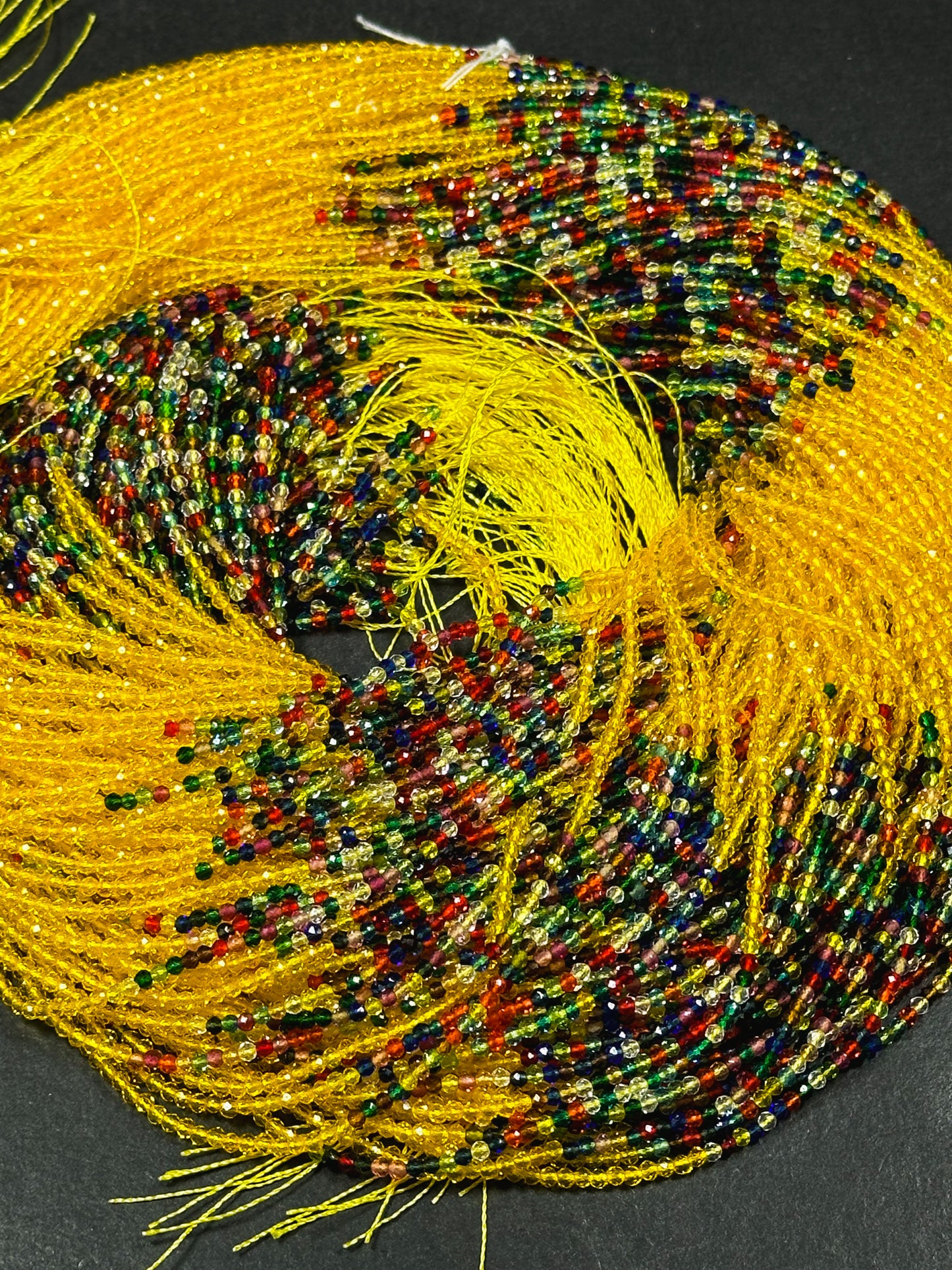 Beautiful Crystal Glass Beads, Faceted 2mm Round Beads, Gorgeous Yellow Rainbow Color Crystal Glass Beads, Glass Spacer Beads 14"