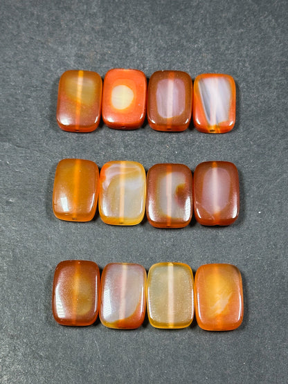 Natural Carnelian Gemstone Bead 19x13mm Rectangle Shape Beads, Beautiful Natural Orange Red Color Carnelian Beads, LOOSE BEADS (1pc)