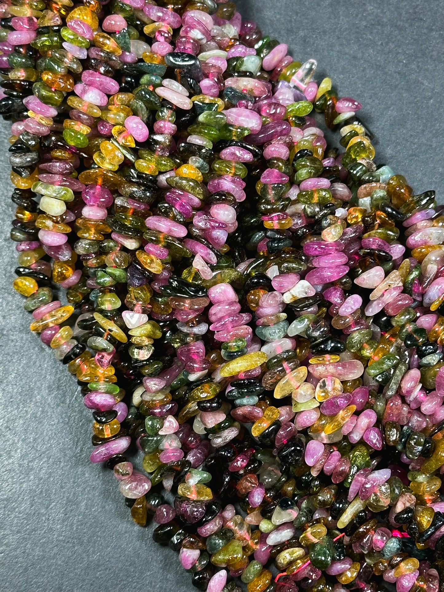 Natural Tourmaline Gemstone Bead 6mm Freeform Chip Shape Beads, Gorgeous Natural Multicolor Tourmaline Gemstone Beads, Full Strand 15.5"