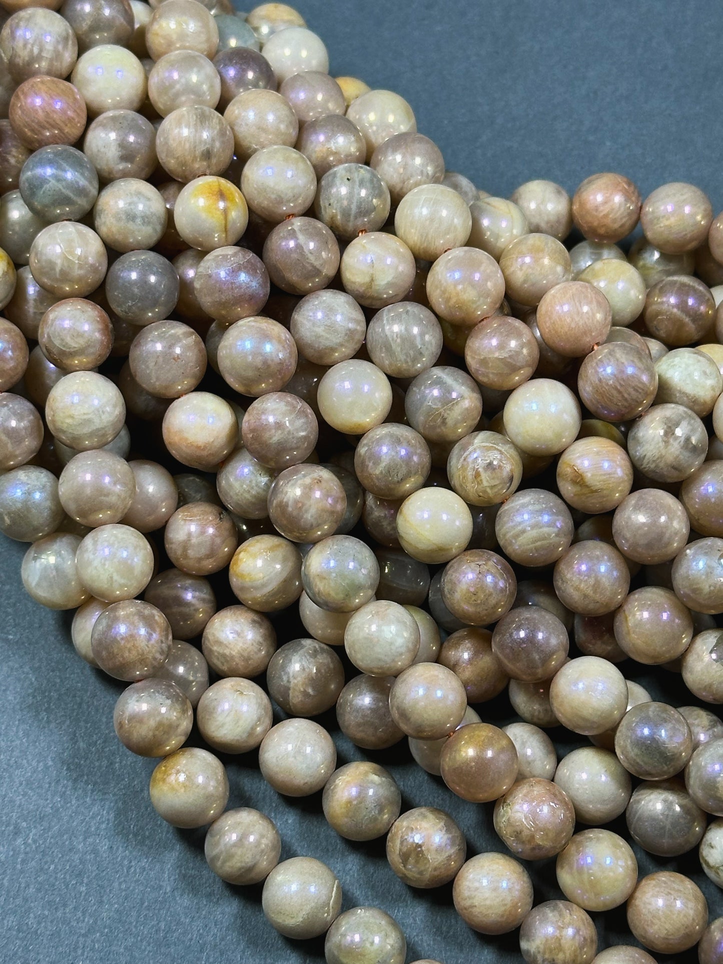 Mystic Natural Sunstone Gemstone Bead 4mm 6mm 8mm 10mm 12mm Round Beads, Beautiful Natural Peach Brown Color Sunstone Bead Full Strand 15.5"