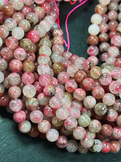 AA Natural Sakura Rhodonite Gemstone Bead 6mm 8mm 10mm Round Beads, Gorgeous Natural Pink Rhodonite Beads, Excellent Quality 15.5" Strand