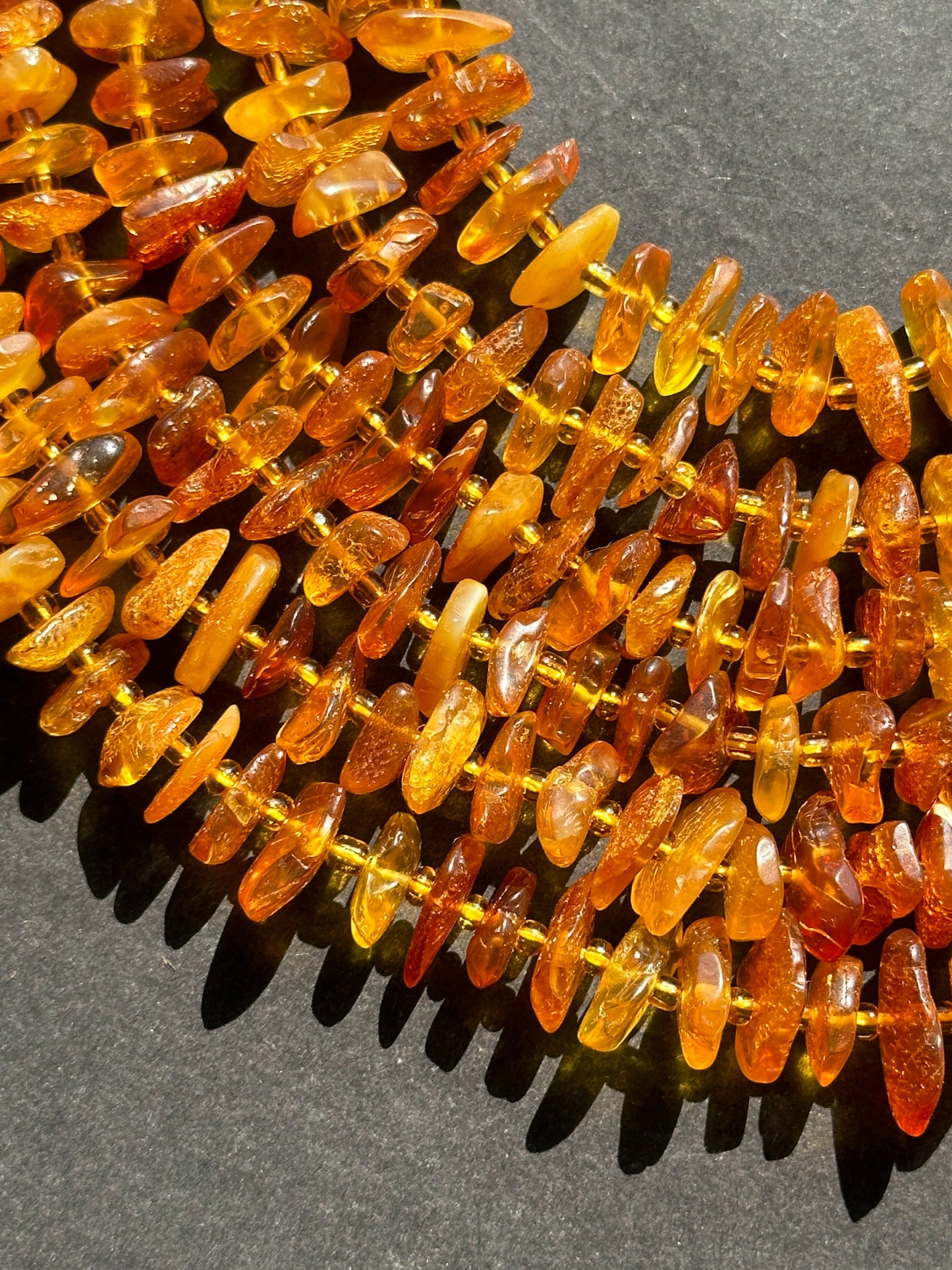 Natural Baltic Gold Amber Gemstone Bead Freeform Pinwheel Shape Bead, Gorgeous Natural Golden Orange Yellow Baltic Gold Stone Beads, 15.5" Strand