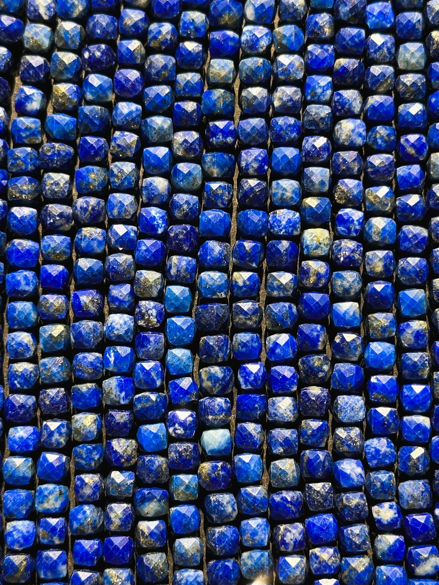 AAA Natural Lapis Lazuli Gemstone Bead Faceted 4mm Cube Shape Bead, Beautiful Natural Royal Blue Color Lapis Lazuli, Excellent Quality 15.5"