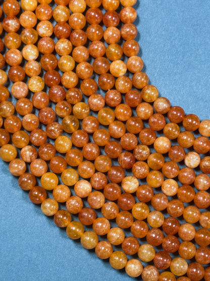 Natural Orange Jade Gemstone Bead 6mm 8mm Round Beads, Beautiful Orange Color Jade Gemstone Beads, Great Quality Jade Bead Full Strand 15.5"