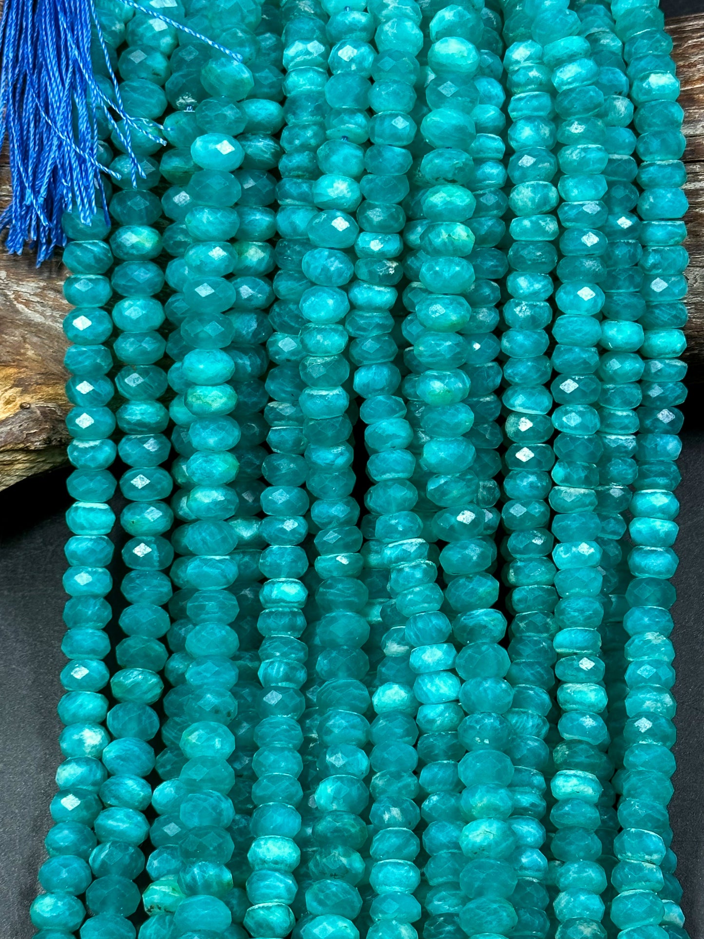 AA+ NATURAL Amazonite Gemstone Bead Faceted 6x4mm 8x5mm Rondelle Shape, Gorgeous Green Blue Color Amazonite Gemstone Bead Full Strand 15.5"