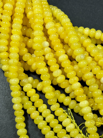 NATURAL Yellow Jade Gemstone Bead 8x5mm Rondelle Shape Bead, Beautiful Yellow Color Jade Gemstone Bead, Great Quality Bead Full Strand 15.5"