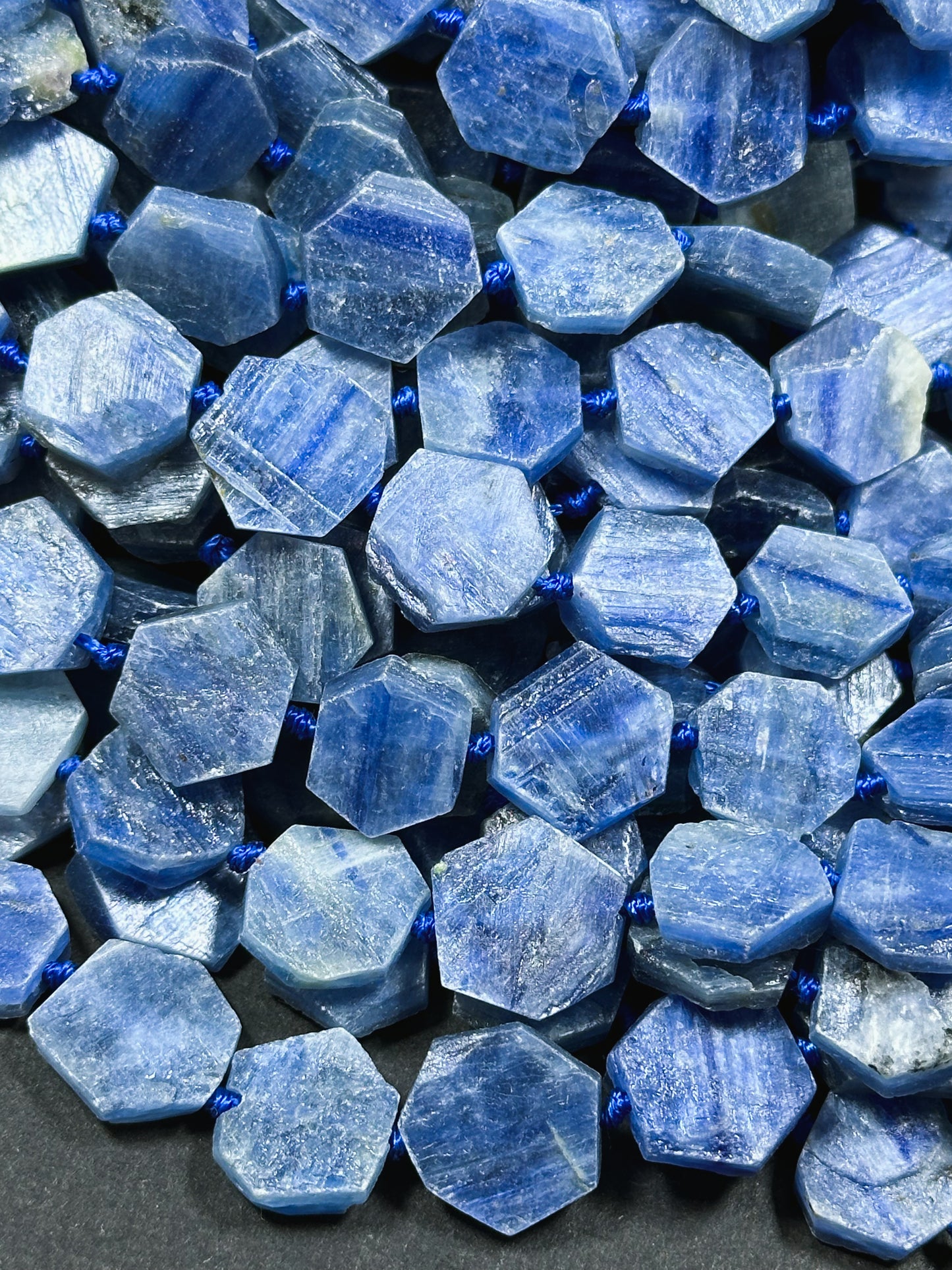 Natural Kyanite Gemstone Bead 14mm Hexagon Shape Bead, Beautiful Natural Blue Color Kyanite Gemstone Beads, Great Quality Full Strand 15.5"