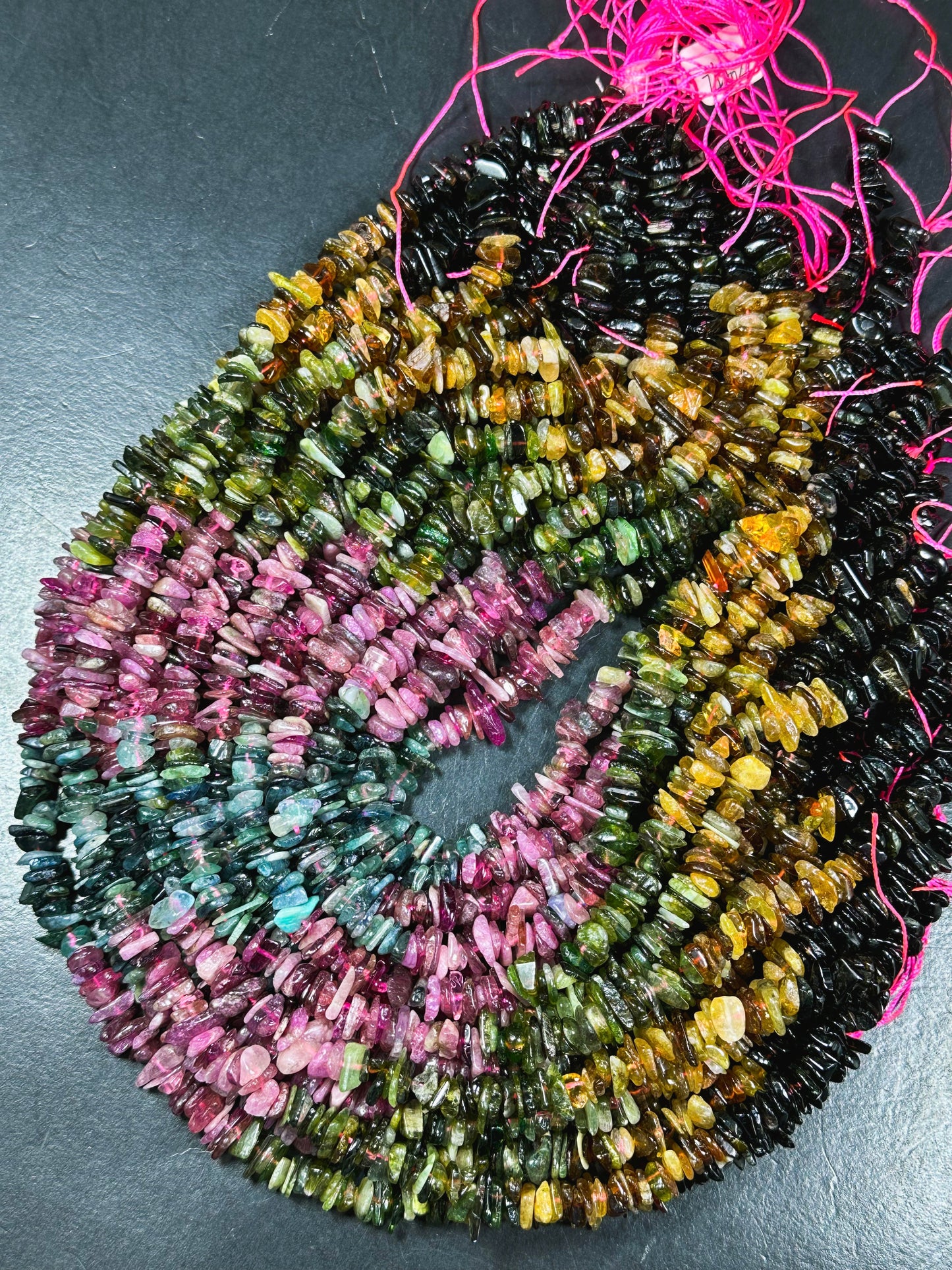 Natural Tourmaline Gemstone Bead 8-10mm Chip Shape, Beautiful Multicolor Tourmaline Chips Tourmaline Beads, Great Quality Full Strand 15.5"