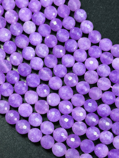 NATURAL Lavender Jade Gemstone Bead Faceted 6mm 8mm 10mm Round Bead Beautiful Lavender Purple Color Jade Gemstone Bead Nice Quality Full Strand 15.5"