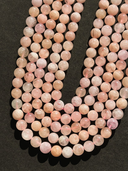 AAA Natural Morganite Gemstone 6mm 8mm Round Beads, Beautiful Natural Pink Morganite Gemstone Beads, Excellent Quality Full Strand 15.5"