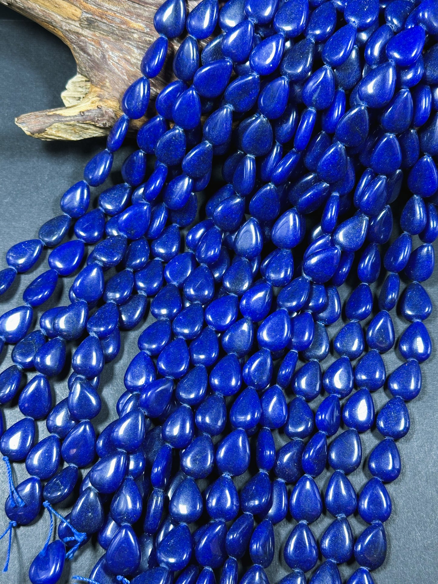 Natural Royal Blue Jade Gemstone Bead 18x13mm Teardrop Shape, Beautiful Royal Blue Color Jade Beads, Excellent Quality Full Strand 15.5"