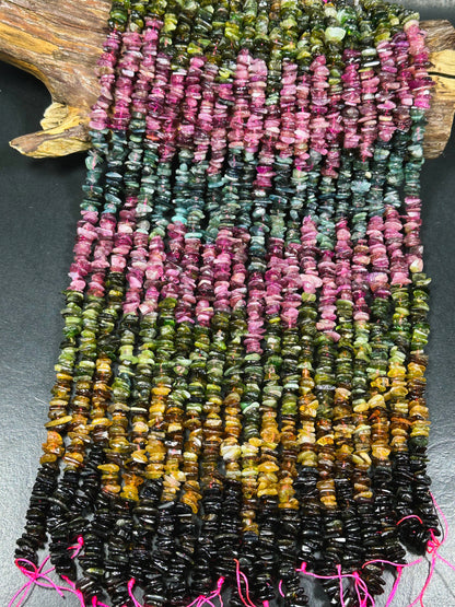 Natural Tourmaline Gemstone Bead 8-10mm Chip Shape, Beautiful Multicolor Tourmaline Chips Tourmaline Beads, Great Quality Full Strand 15.5"