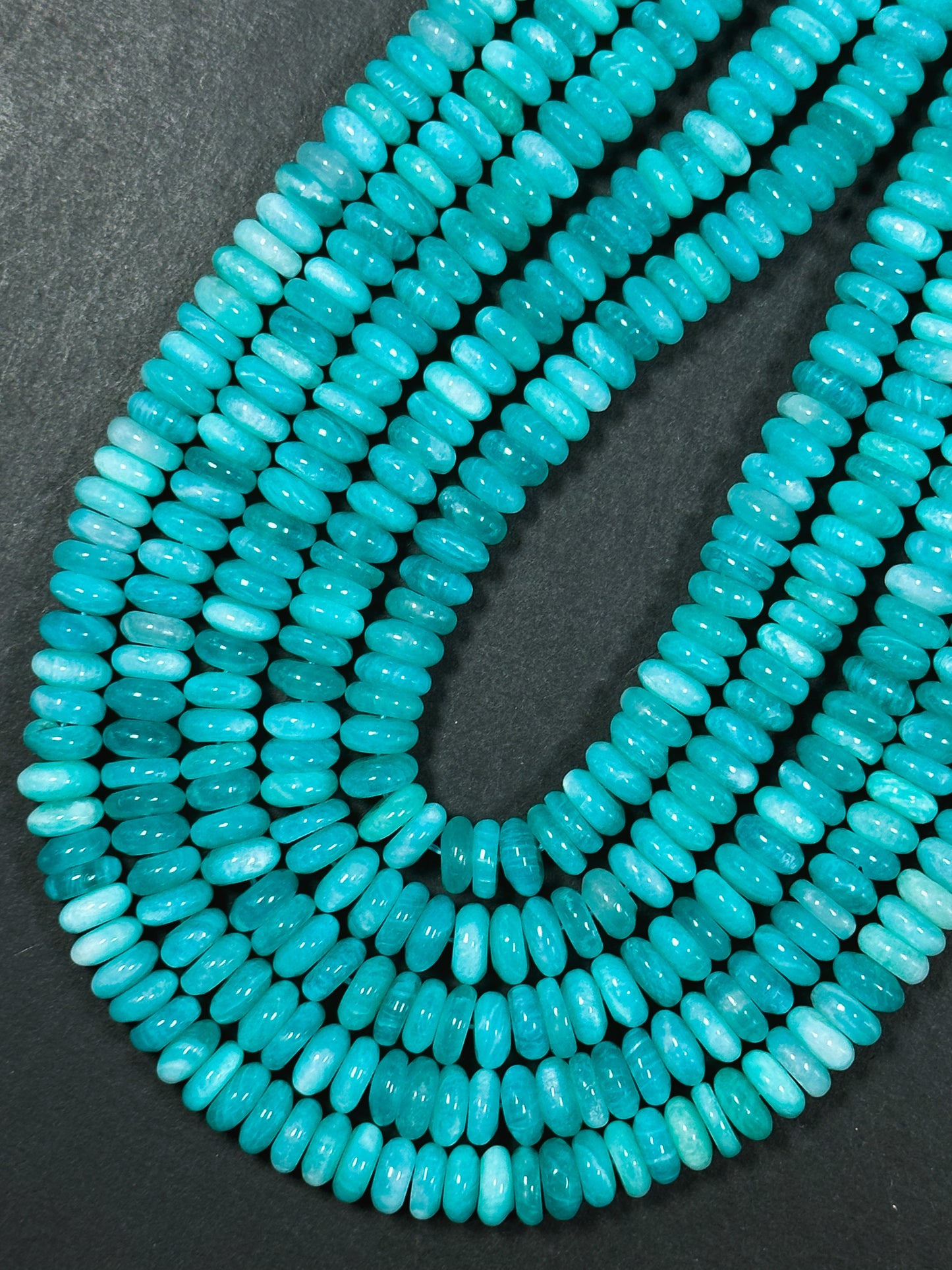 AAA Natural Amazonite Gemstone Bead 8x4mm Rondelle Shape, Beautiful Natural Blue Green Amazonite Beads, Excellent Quality Full Strand 15.5"