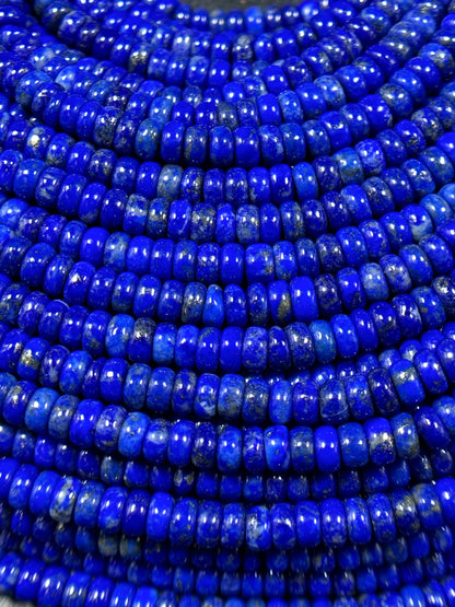 Natural Lapis Lazuli Gemstone Bead Smooth 4x2mm Rondelle Shape Beads, Gorgeous Natural Royal Blue Color Lapis Beads, Excellent Quality 15.5"