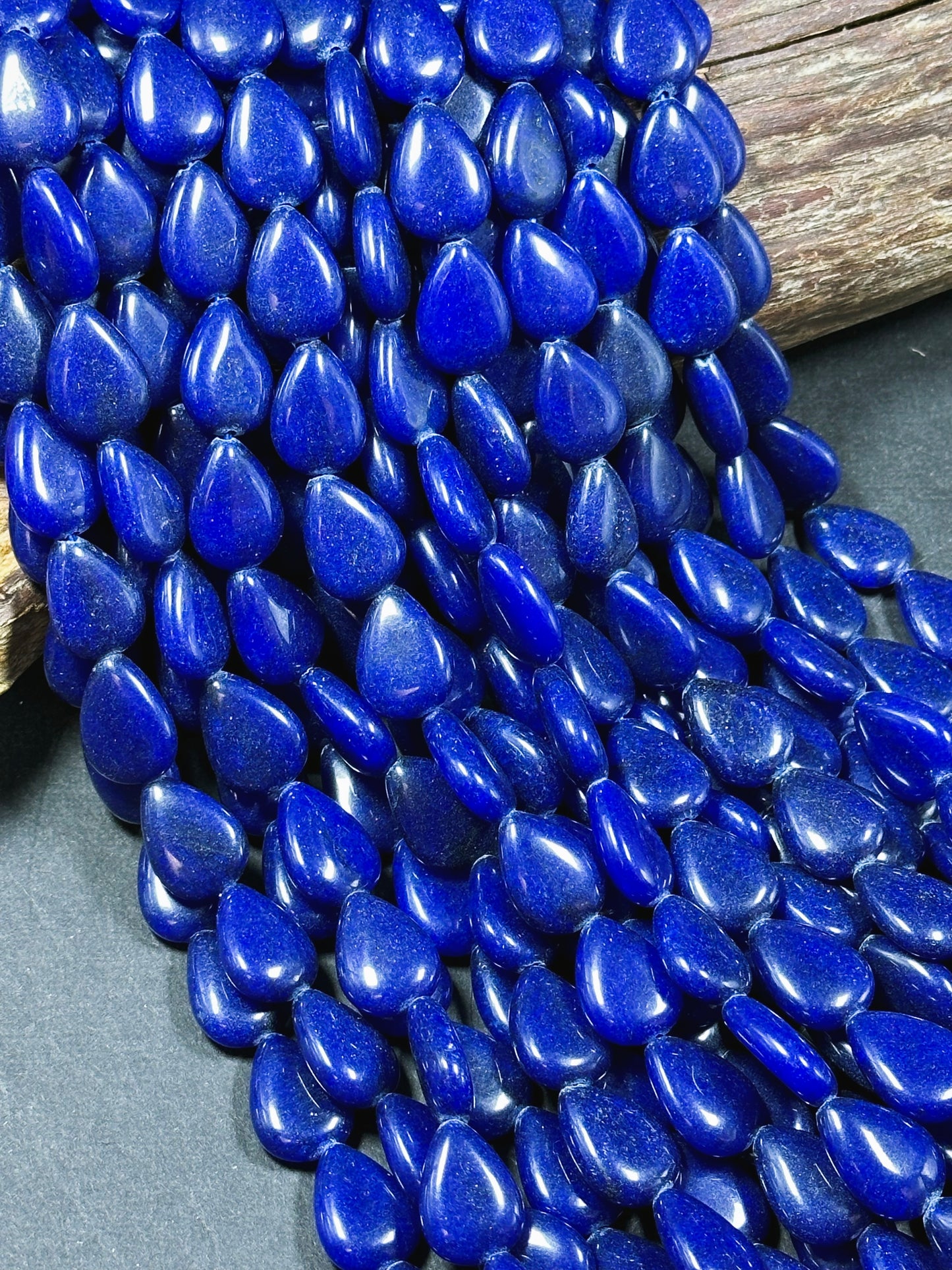 Natural Royal Blue Jade Gemstone Bead 18x13mm Teardrop Shape, Beautiful Royal Blue Color Jade Beads, Excellent Quality Full Strand 15.5"