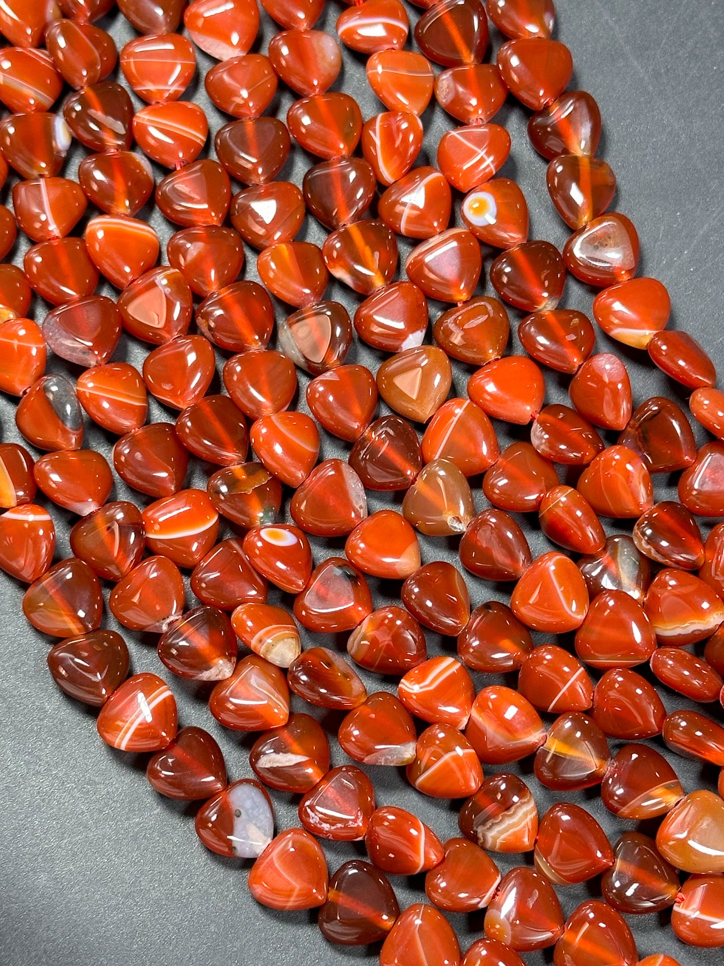 NATURAL Botswana Gemstone Bead 10mm Heart Shape Bead, Beautiful Red Orange Color Botswana Agate Gemstone Bead, Great Quality 15.5" Strand