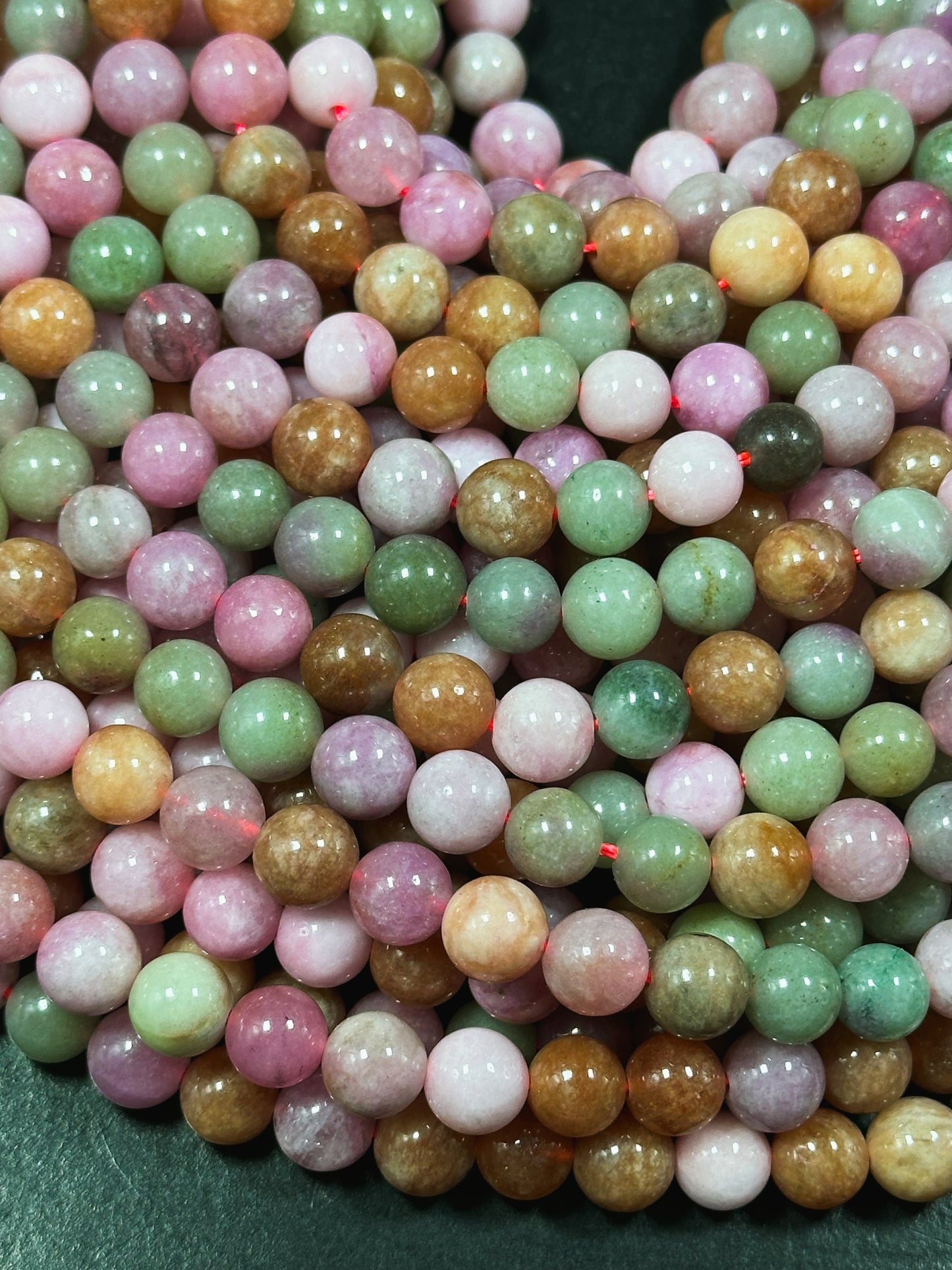 Natural Alashan Chalcedony Gemstone Bead 6mm 8mm 10mm Round Beads, Beautiful Multicolor Pink Green Alashan Beads, Great Quality 15.5" Strand