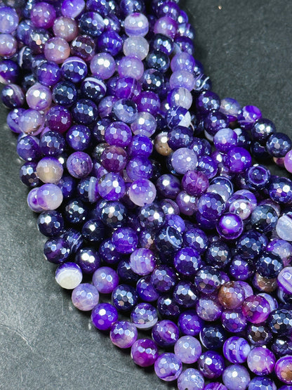 Beautiful Mystic Agate Gemstone Bead Faceted 6mm 8mm 10mm 12mm Round Bead, Beautiful Purple Color Agate Gemstone Bead Full Strand 15.5"